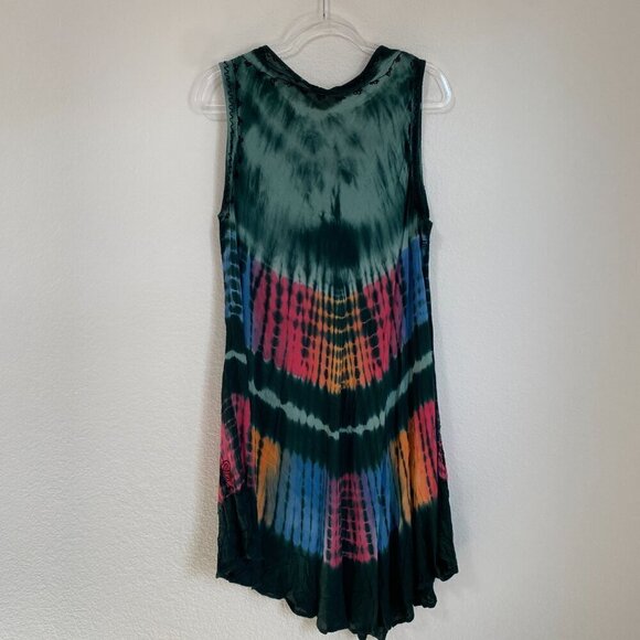 In Gear Loose Brightly Colored Tie Dye Umbrella Swing Dress - Picture 9 of 9